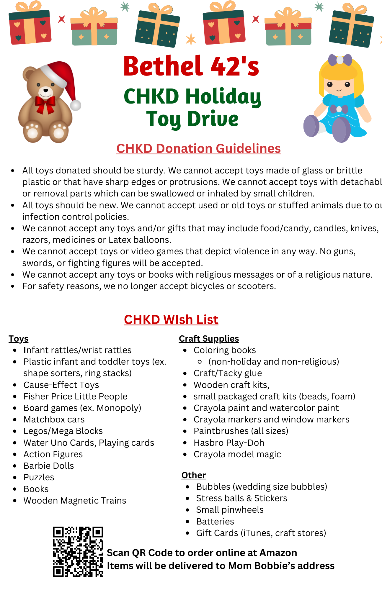 Bethel 42 CHKD Toy Drive